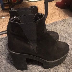 Chunky black booties